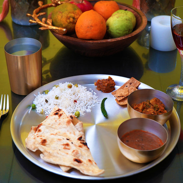 Paramparagat Upyogita Devam Devyani Brass 11' Dinner Set With Tin Coating (Kalai)