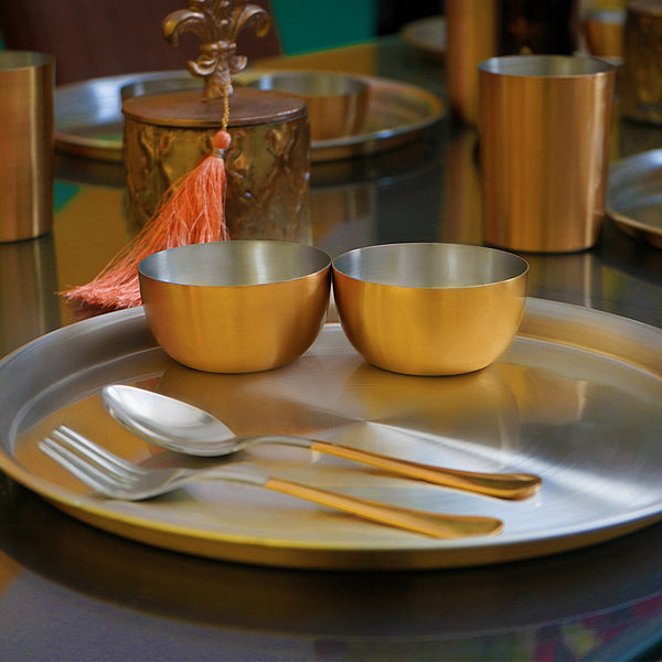 Paramparagat Upyogita Devam Devyani Brass 11' Dinner Set With Tin Coating (Kalai)