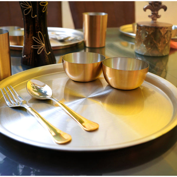 Paramparagat Upyogita Devam Devyani Brass 11' Dinner Set With Tin Coating (Kalai)