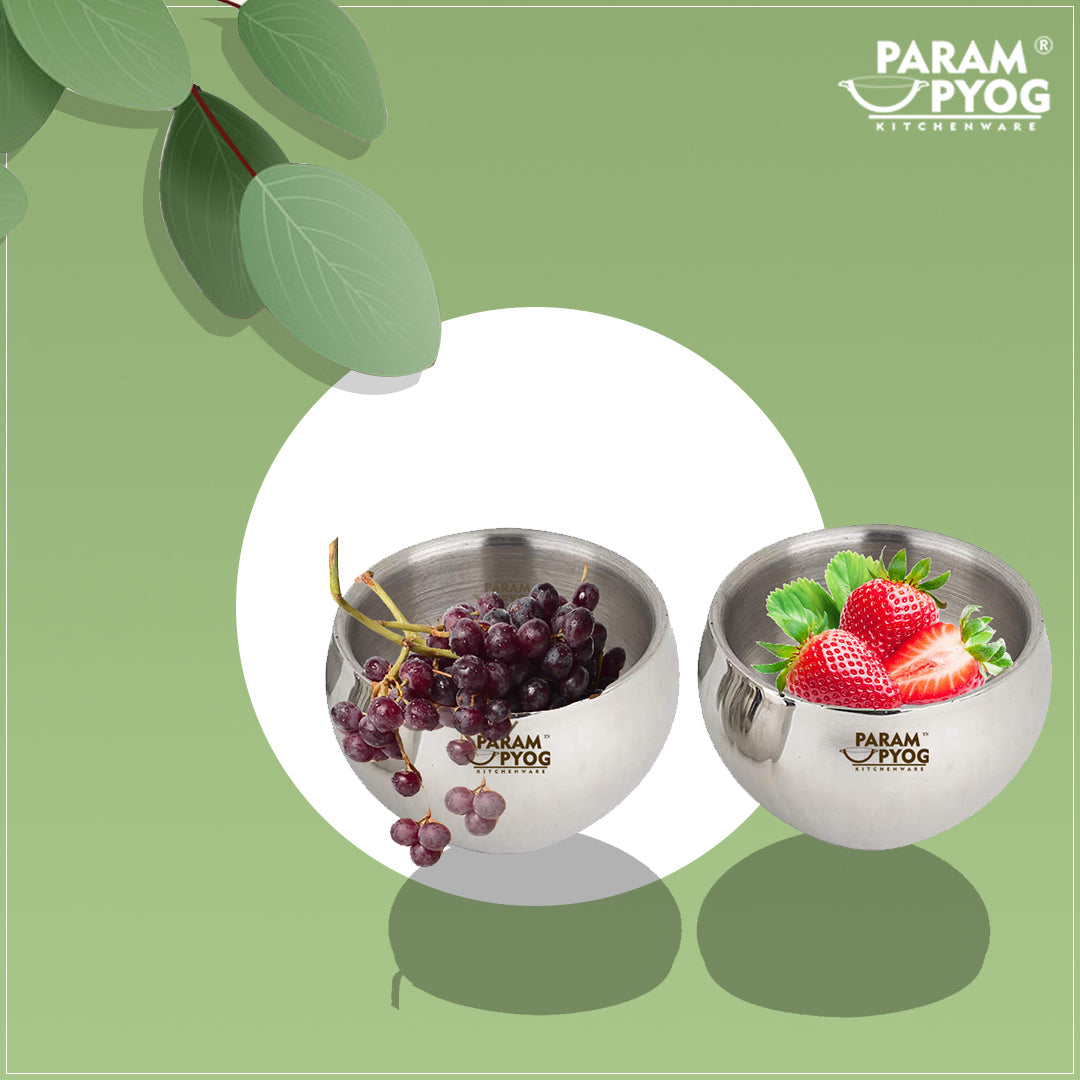 Param Upyog SS Double Wall Dry Fruit Bowl (Set Of 2)