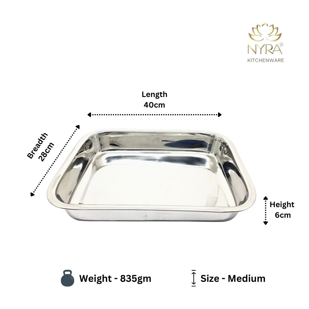 Dimensions of medium Stainless Steel Storing & Serving Tray 