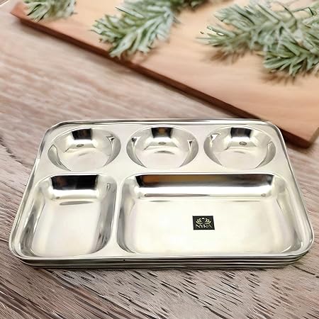 Stainless-Steel Round shaped 5 in 1 divided compartment Bhojan Thali
