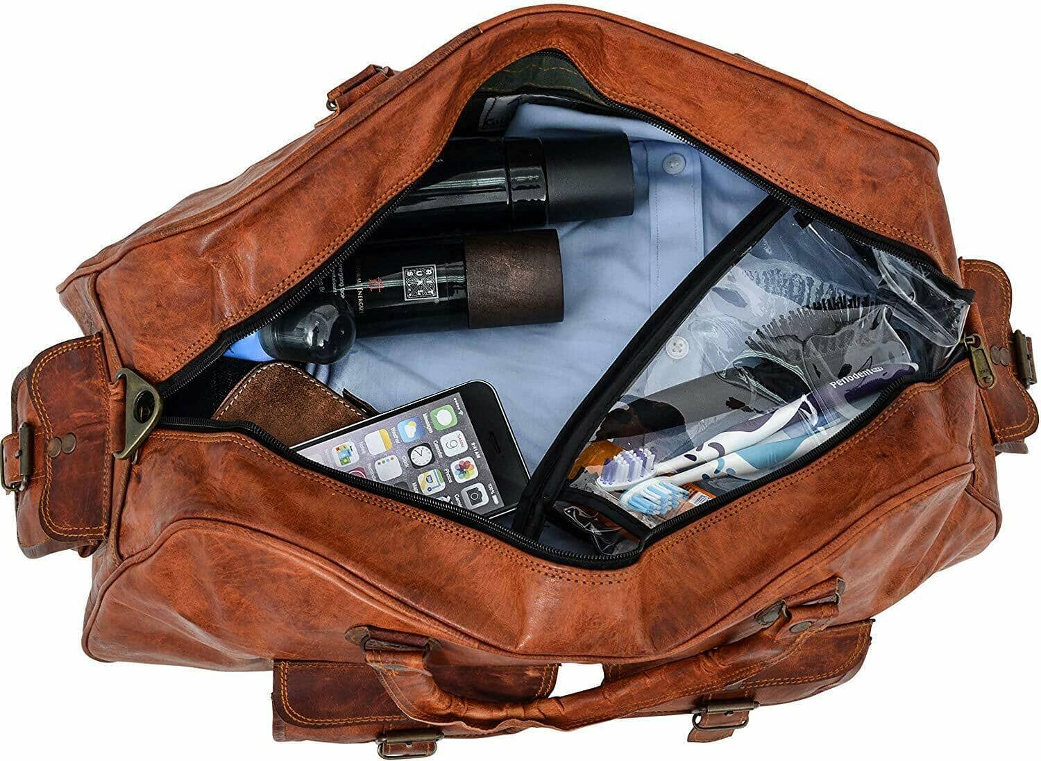 Vintage Brown Handmade Leather Duffle Bag Classy Leather Bags Bags
