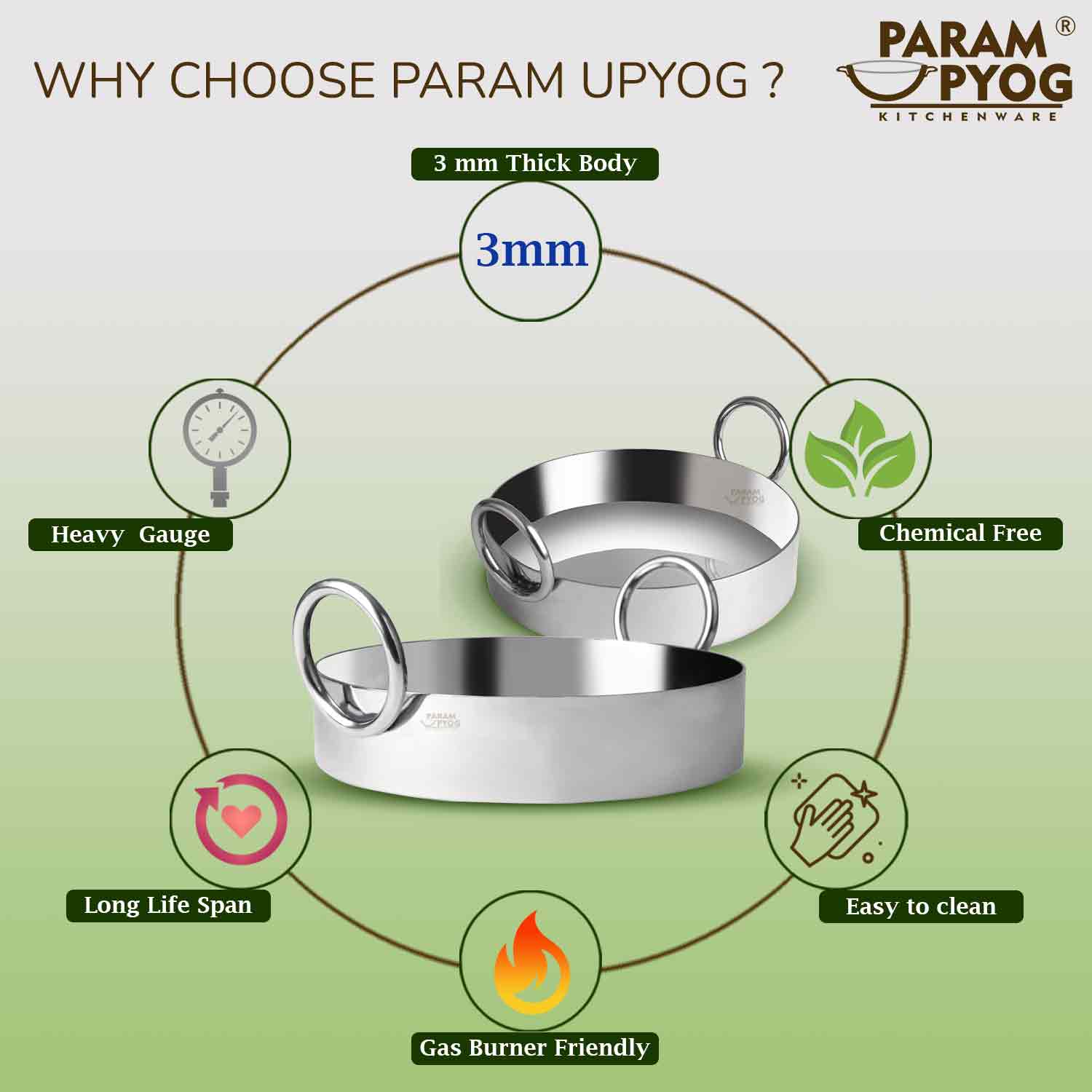 Param Upyog SS Jalebi/Ghewar Kadhai/Tai 10” (Medium)