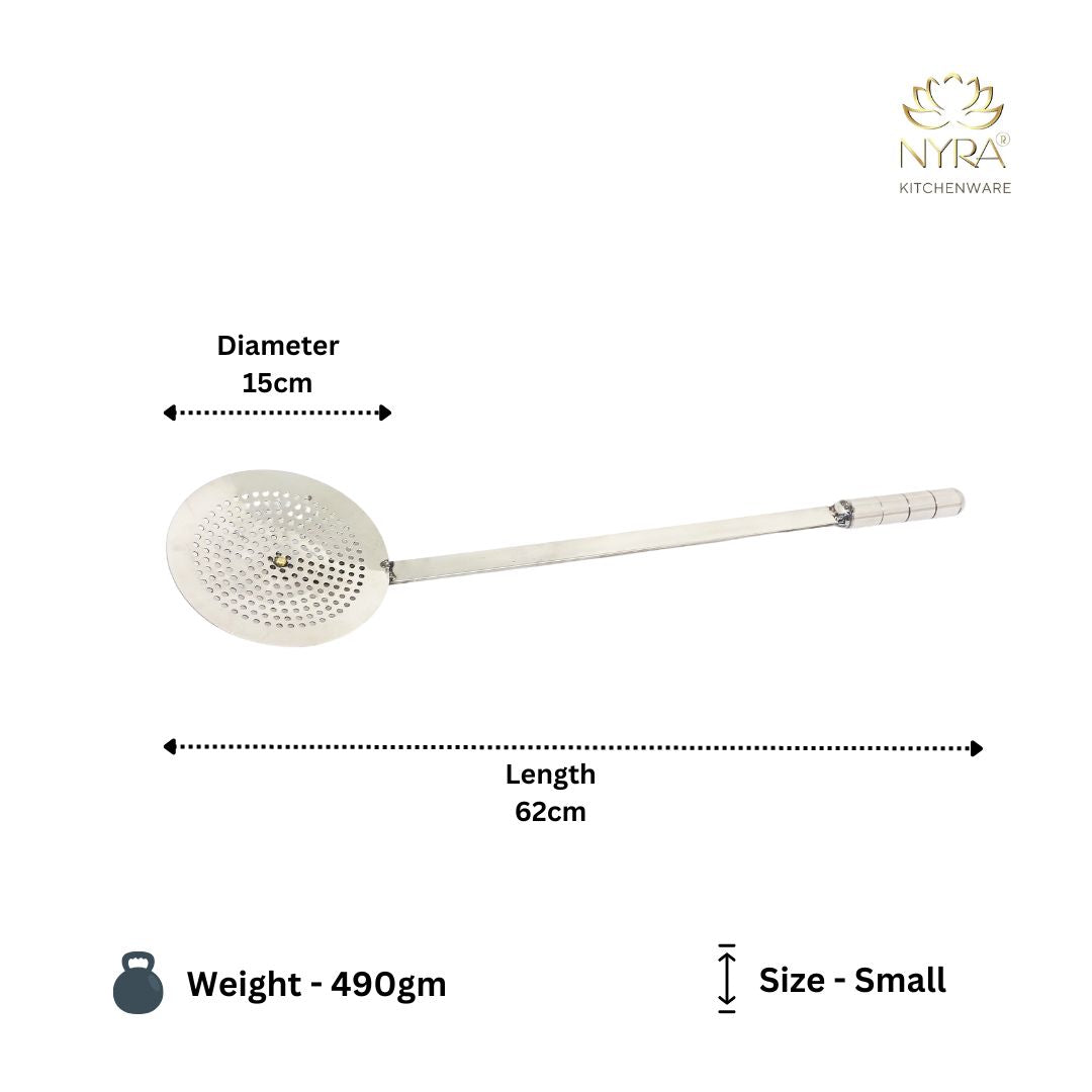 Dimensions of small Stainless Steel Jhara/Deep-Frying Skimmer