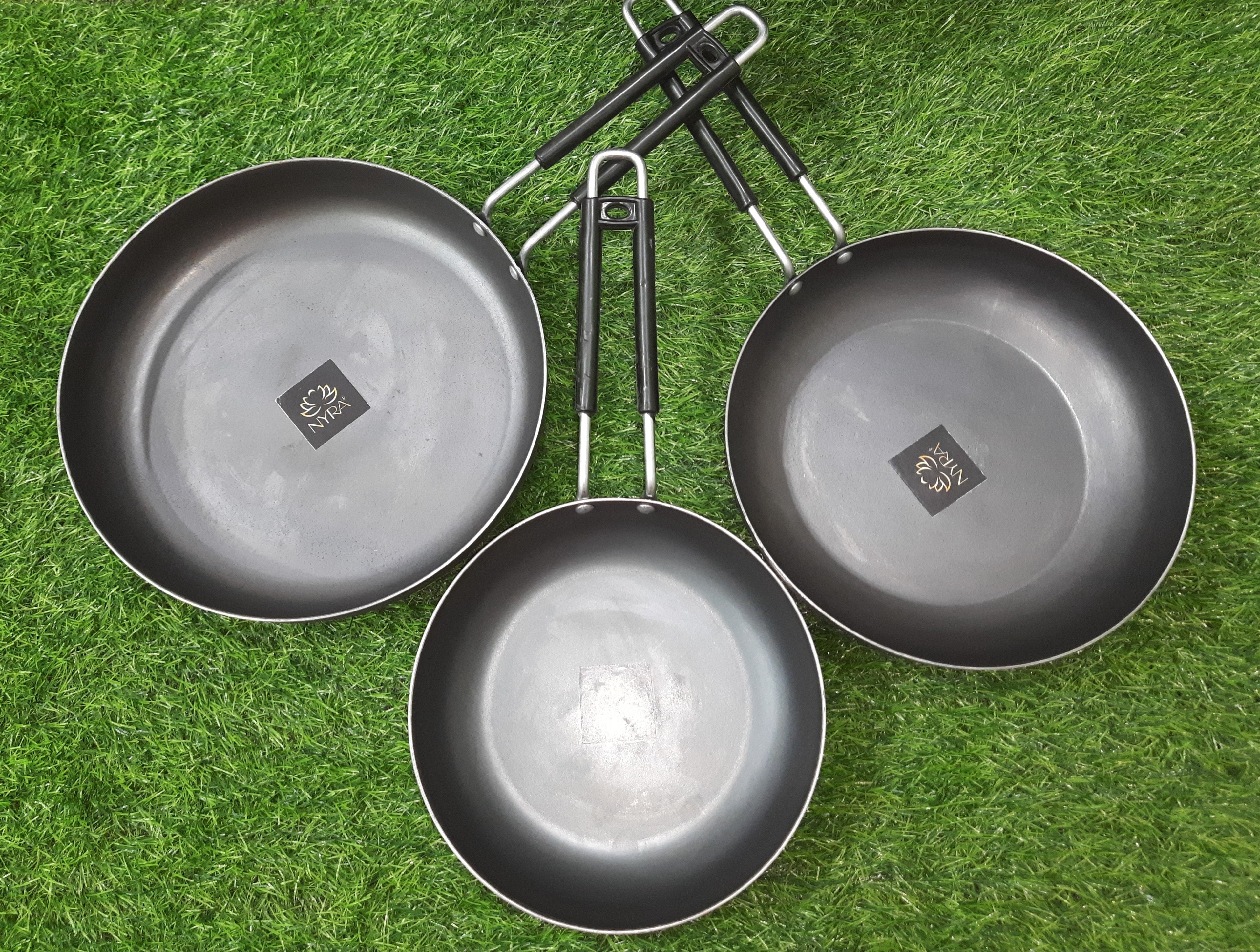 three Iron Fry Pan with Handle