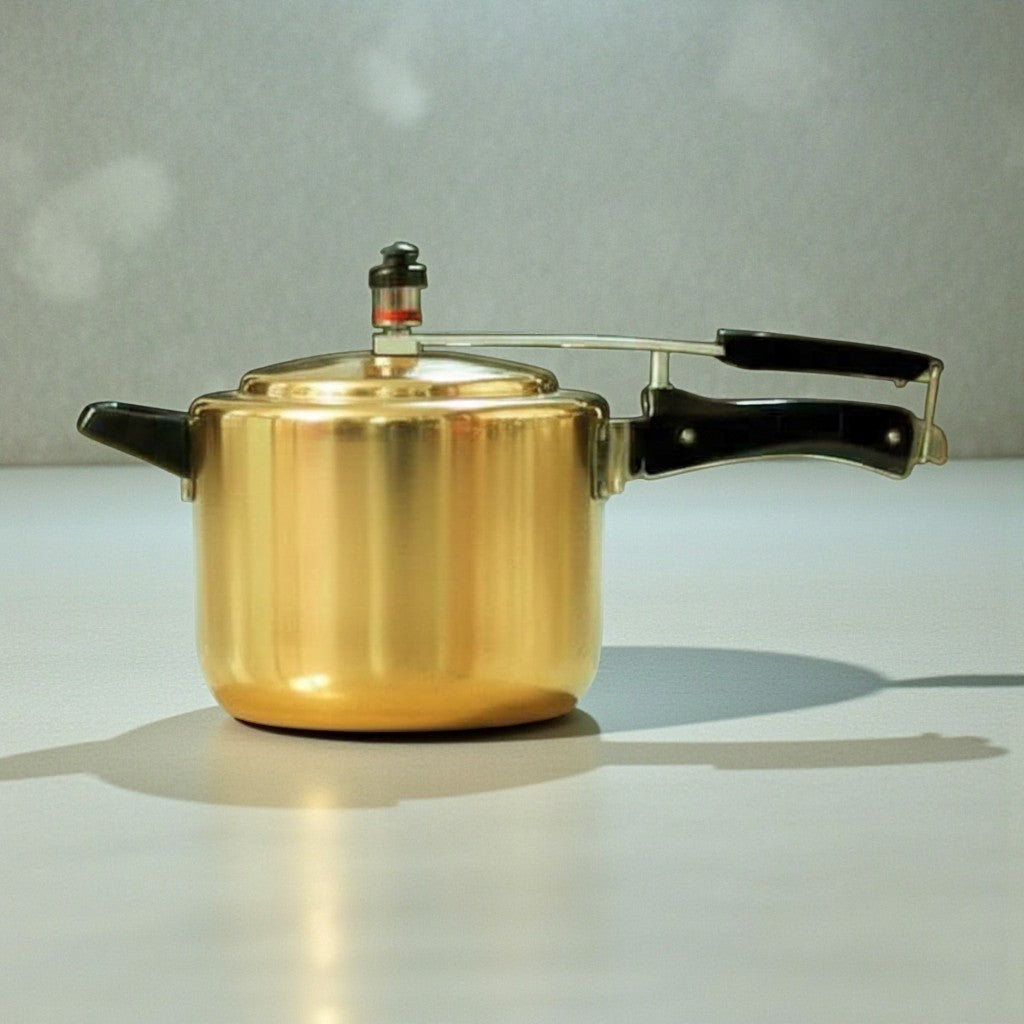 Handmade Brass Pressure Cooker with Kalai (Tin) Coating Inside – 3L & 5L