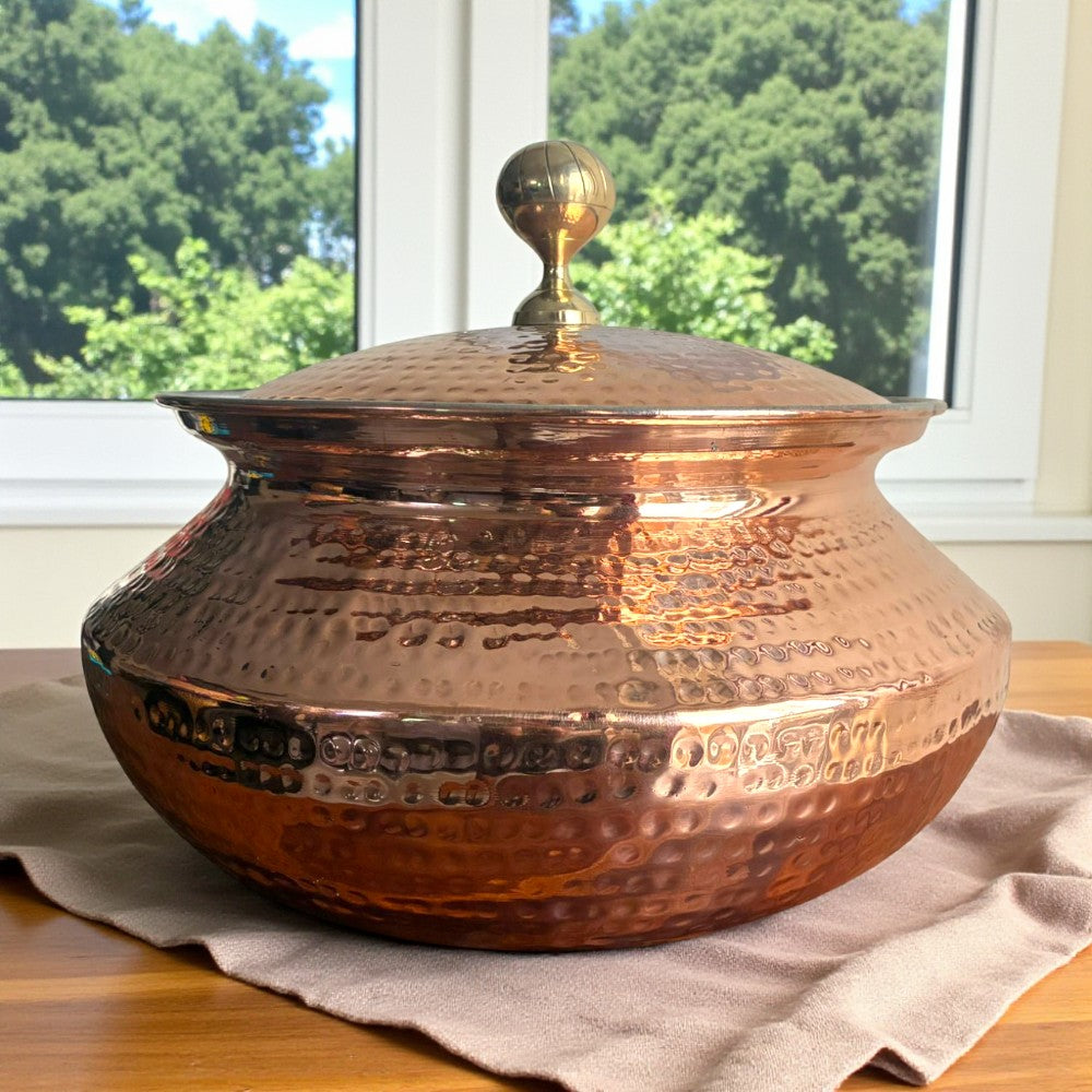 very heavy Pure Copper Handi / Degchi with Lid – 15L (15000ml) | Tin Lining Inside | Heavy-Duty Cookware & Serveware for Home, Hotel & Restaurants