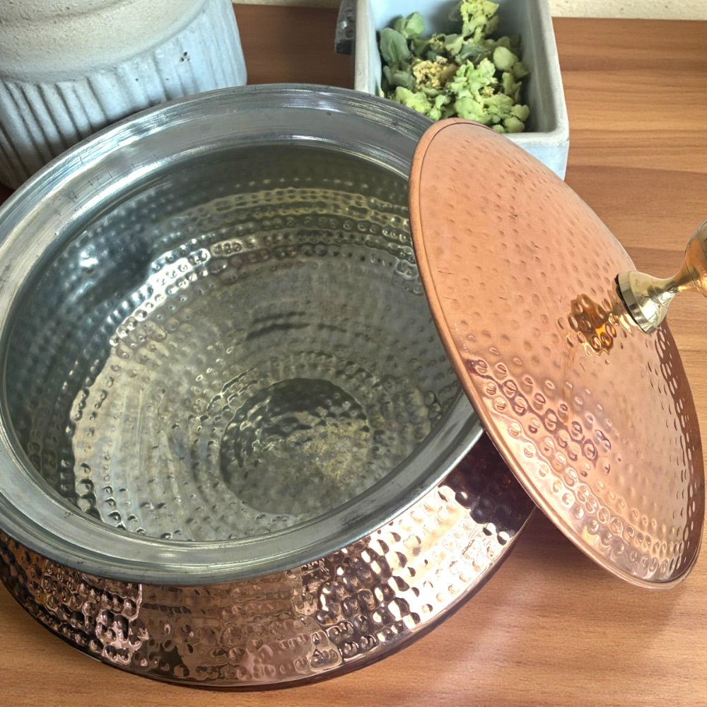 very heavy Pure Copper Handi / Degchi with Lid – 15L (15000ml) | Tin Lining Inside | Heavy-Duty Cookware & Serveware for Home, Hotel & Restaurants