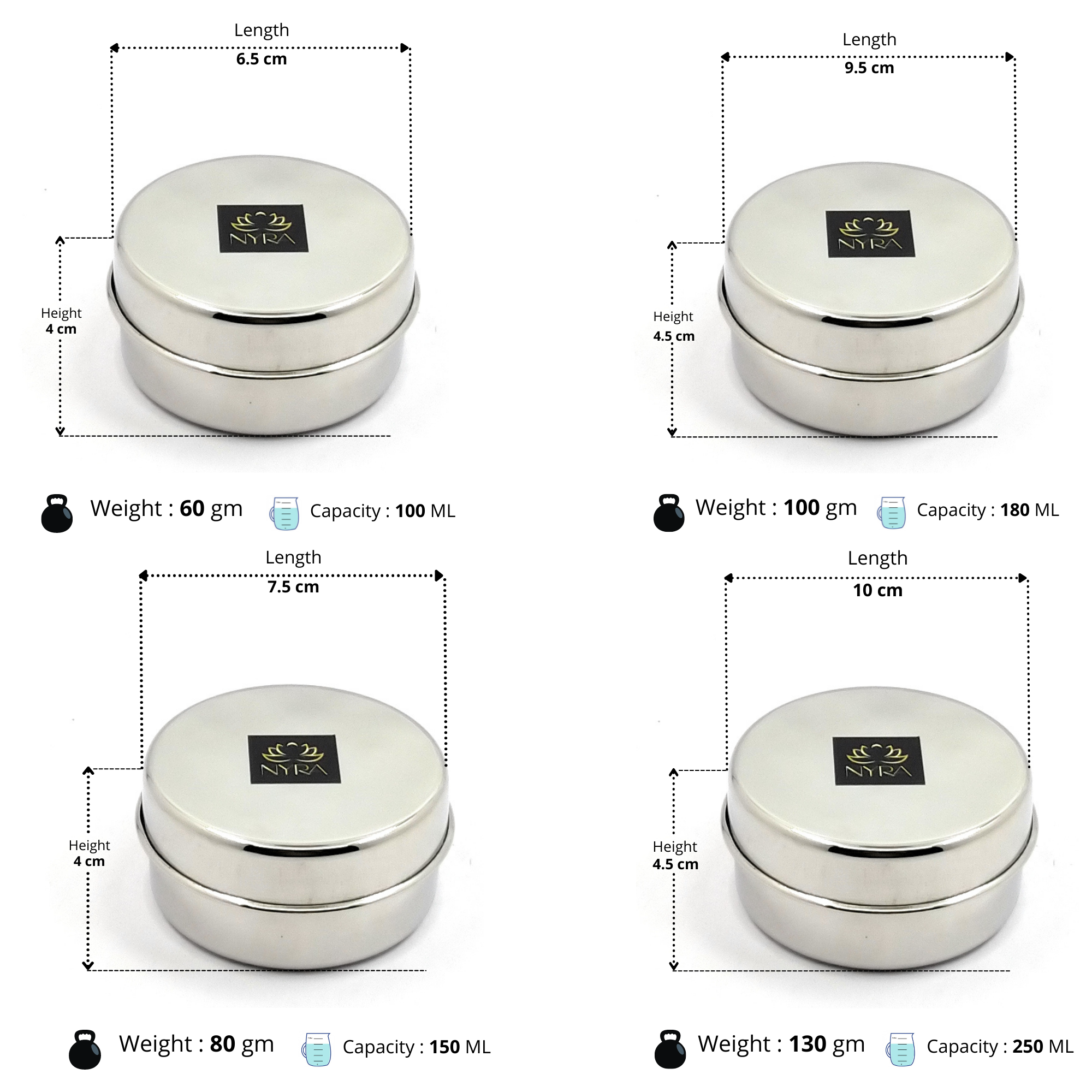 dimensions of Stainless-Steel Storage Box Container Flat Dibbi