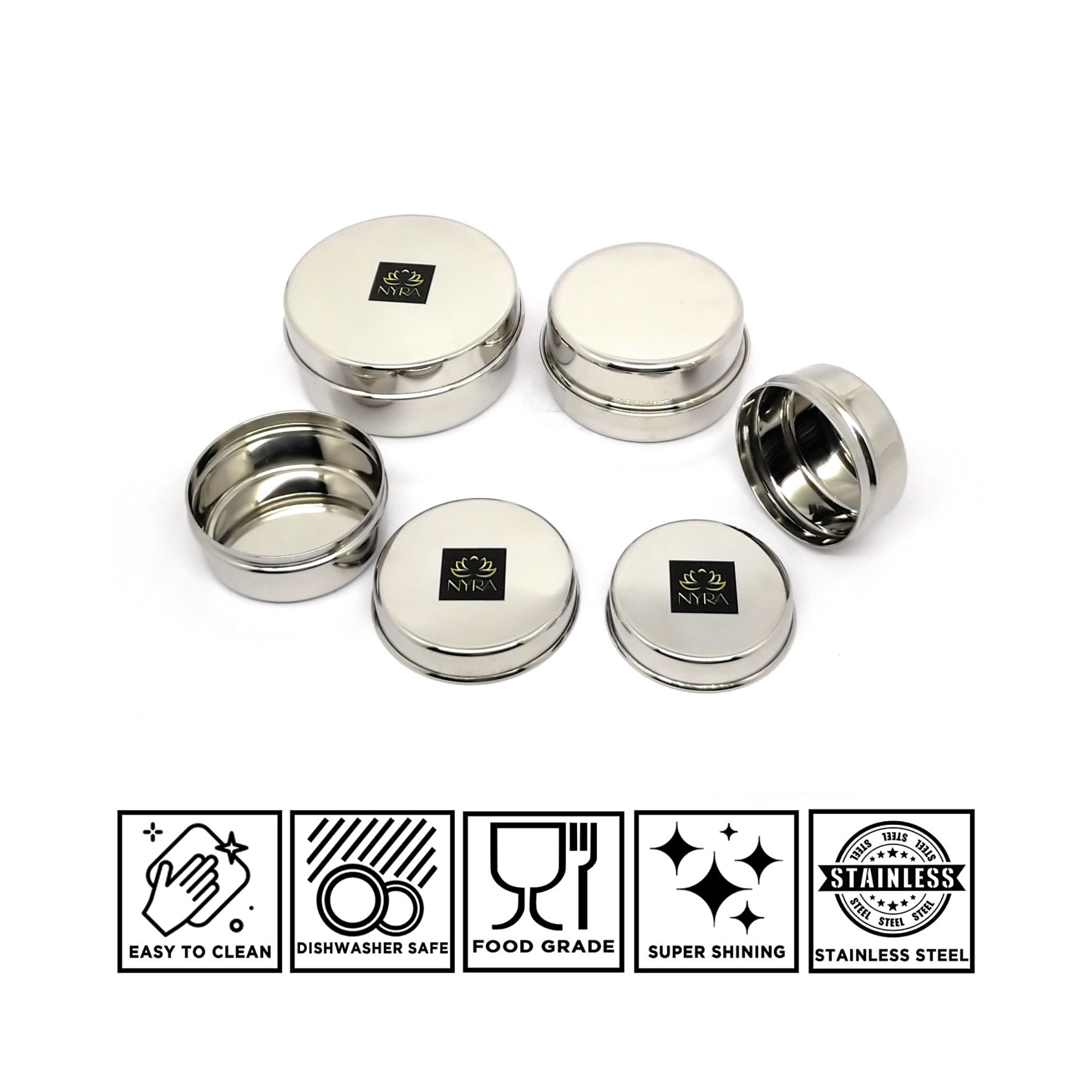 Stainless-Steel Storage Box Container Flat Dibbi
